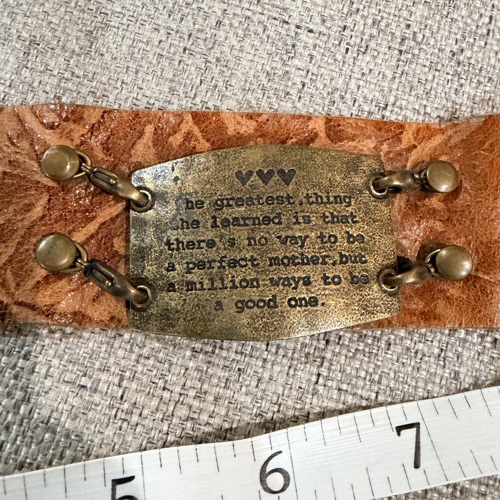 Lenny & Eve Tan Leather Bracelet w/ Plate